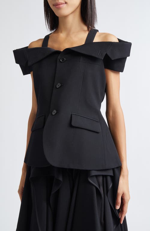Noir Kei Ninomiya Deconstructed Wool Gabardine Jacket In Black