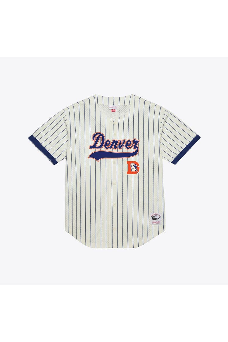 Men's Mitchell & Ness John Elway Cream Denver Broncos Name & Number Mesh Fashion Jersey, Main, color, Cream