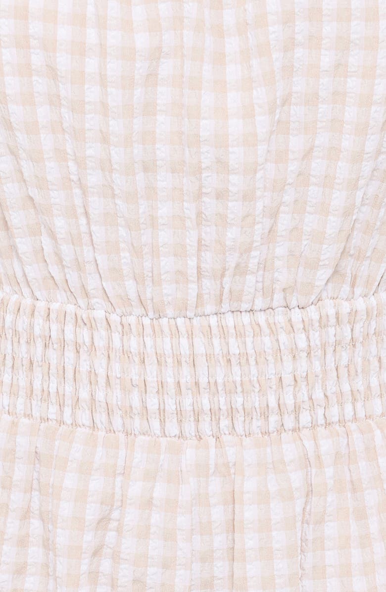 Petal & Pup Felicity Gingham Romper, Alternate, color, Beige Gingham