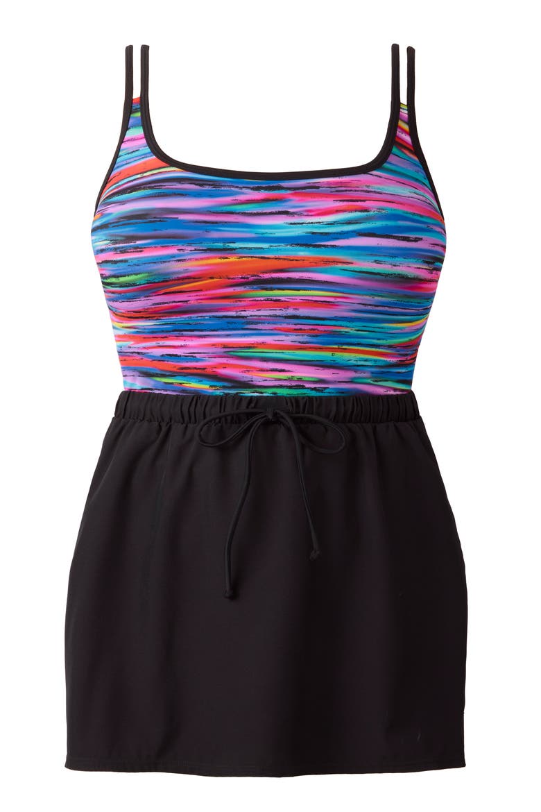 Skirted Runaround Chlorine Resistant One-Piece Swimsuit, Alternate, color, Tidal Wave