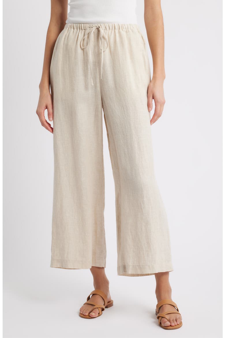 Wide Leg Crop Linen Pants, Main, color, FLAX