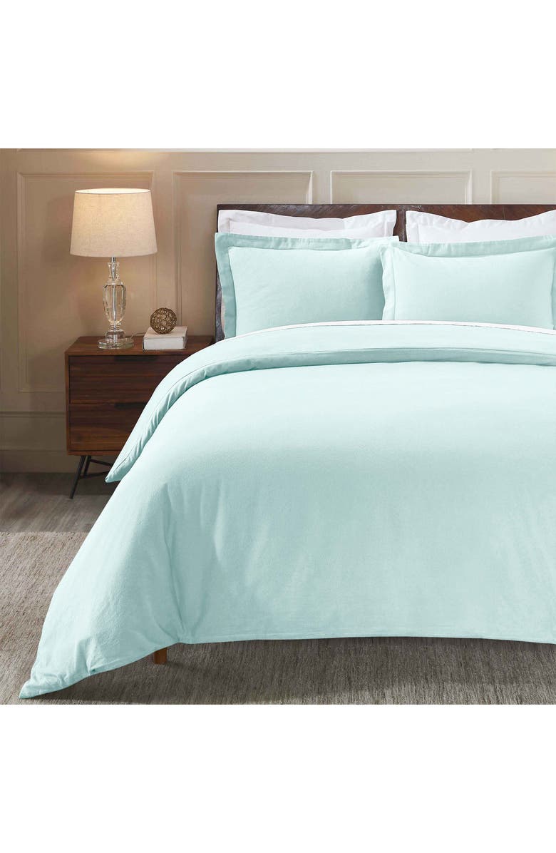Superior Cotton Flannel Paisley Duvet Set, Alternate, color, Light Blue