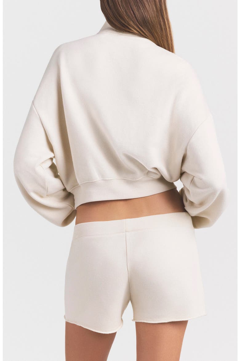 Drapey French Terry Half Zip Pullover, Alternate, color, BUFF