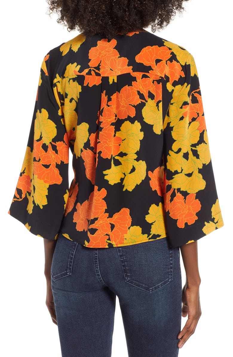 Topshop Big Bloom Tie Wrap Blouse, Alternate, color,