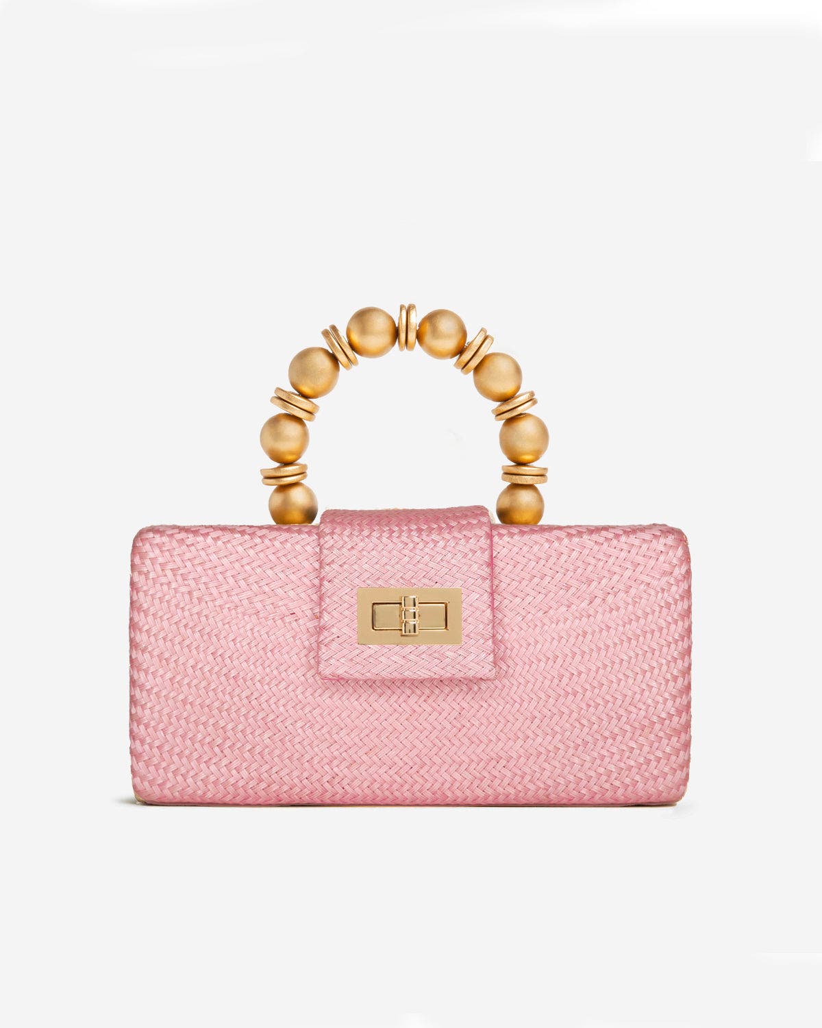 THE SERENA Woven Straw Clutch Bag, Alternate, color, Light Pink