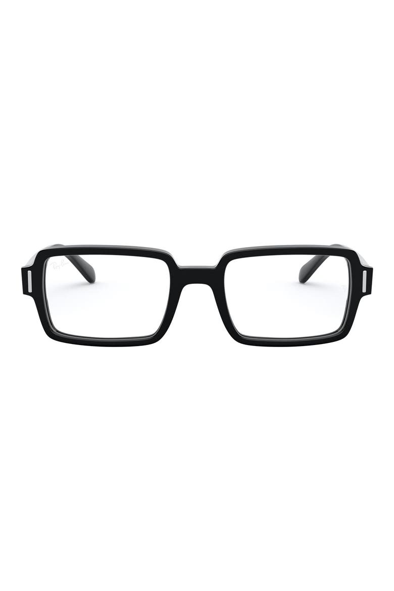 Unisex Benji 52mm Rectangular Optical Glasses, Main, color, SHINY BLACK