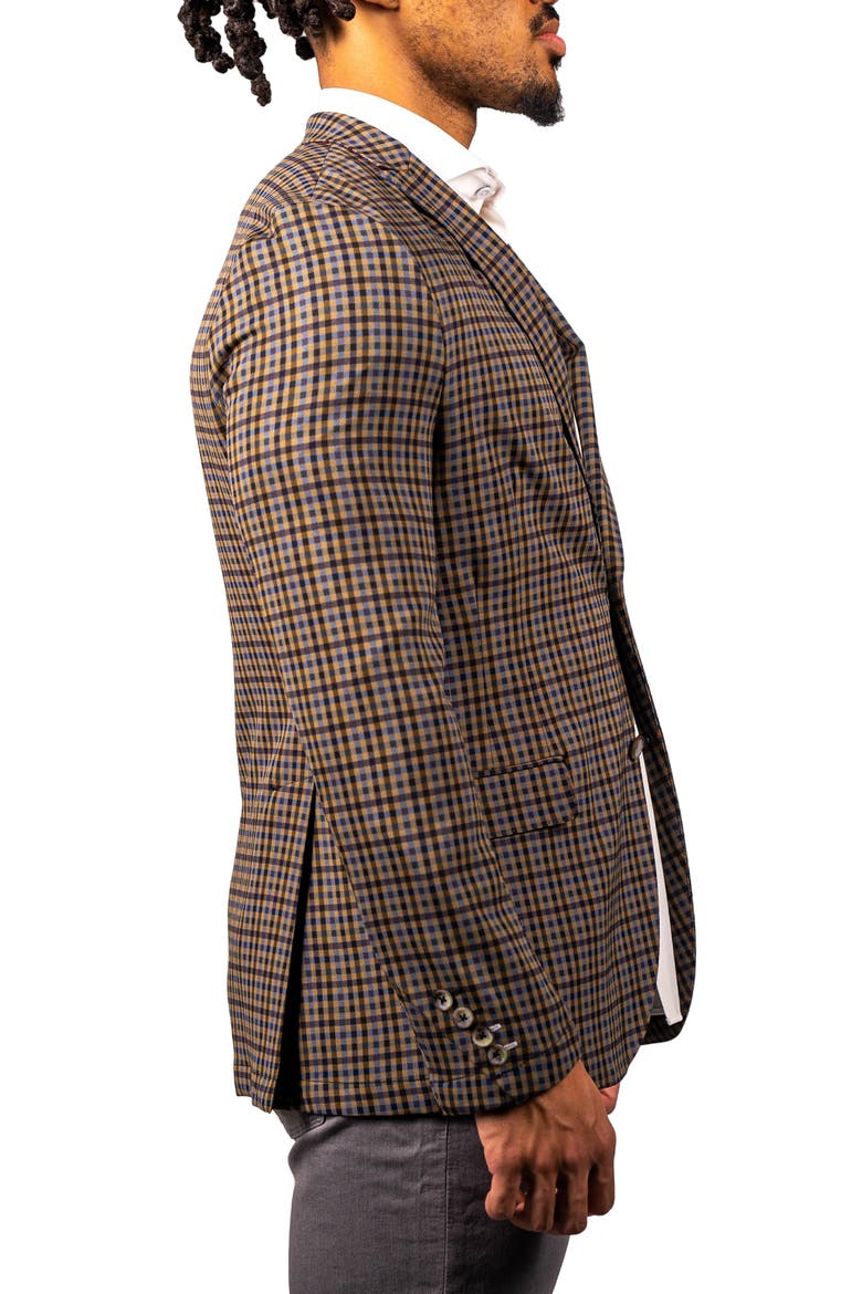 Gingham Unconstructed Knit Blazer, Alternate, color, BROWN/  YELLOW
