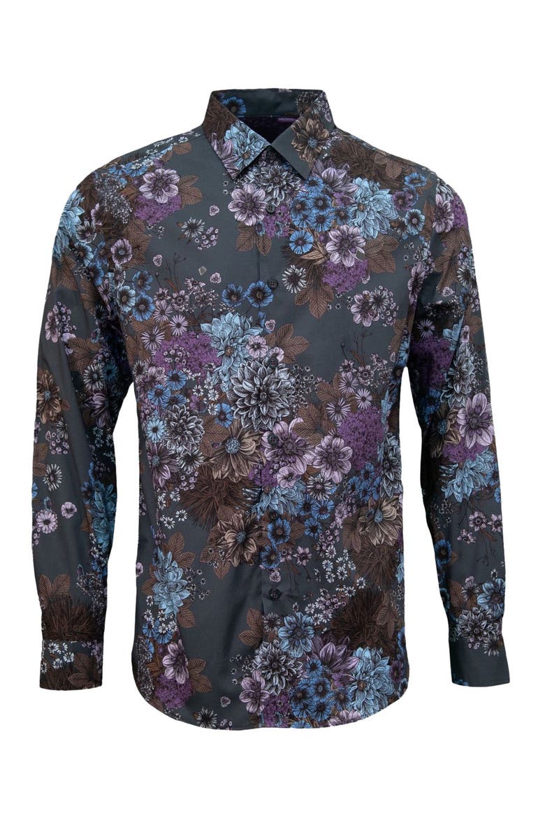 Nicoli Button-Up Shirt, Alternate, color, Marco Floral Charcoal