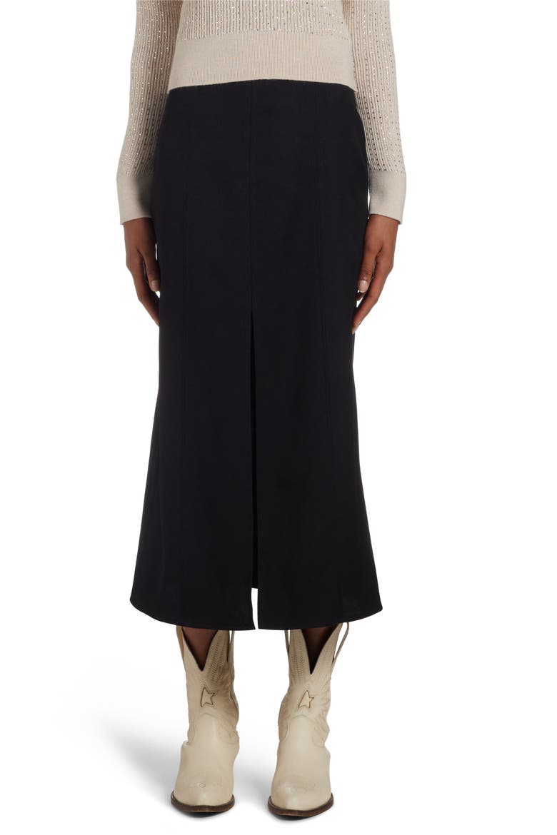 Virgin Wool Midi Skirt, Main, color, BLACK