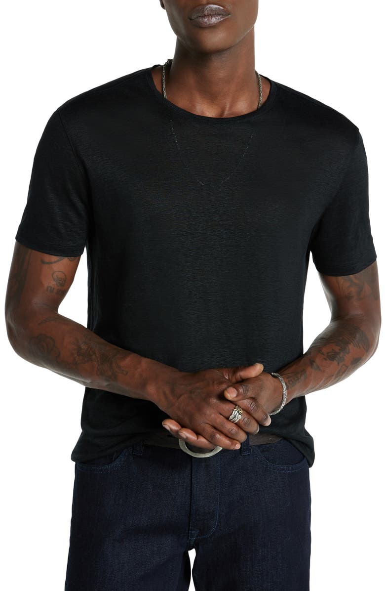 John Varvatos Lagoa Slubbed Organic Linen T-Shirt, Main, color, 