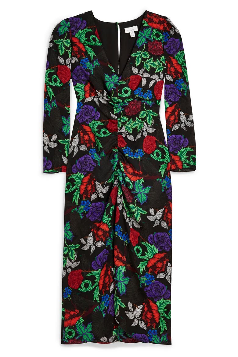 Raven Floral Midi Dress, Alternate, color, BLACK MULTI