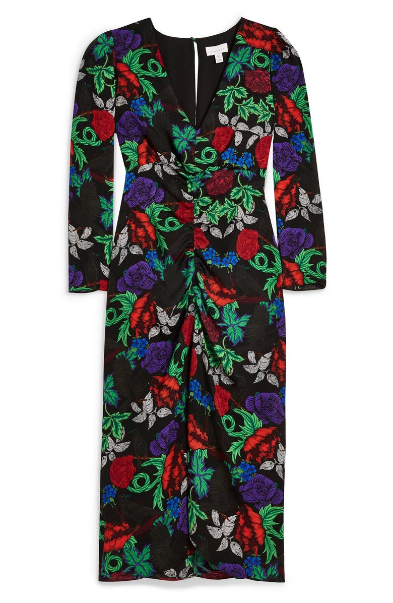 Topshop Raven Floral Midi Dress, Alternate, color,