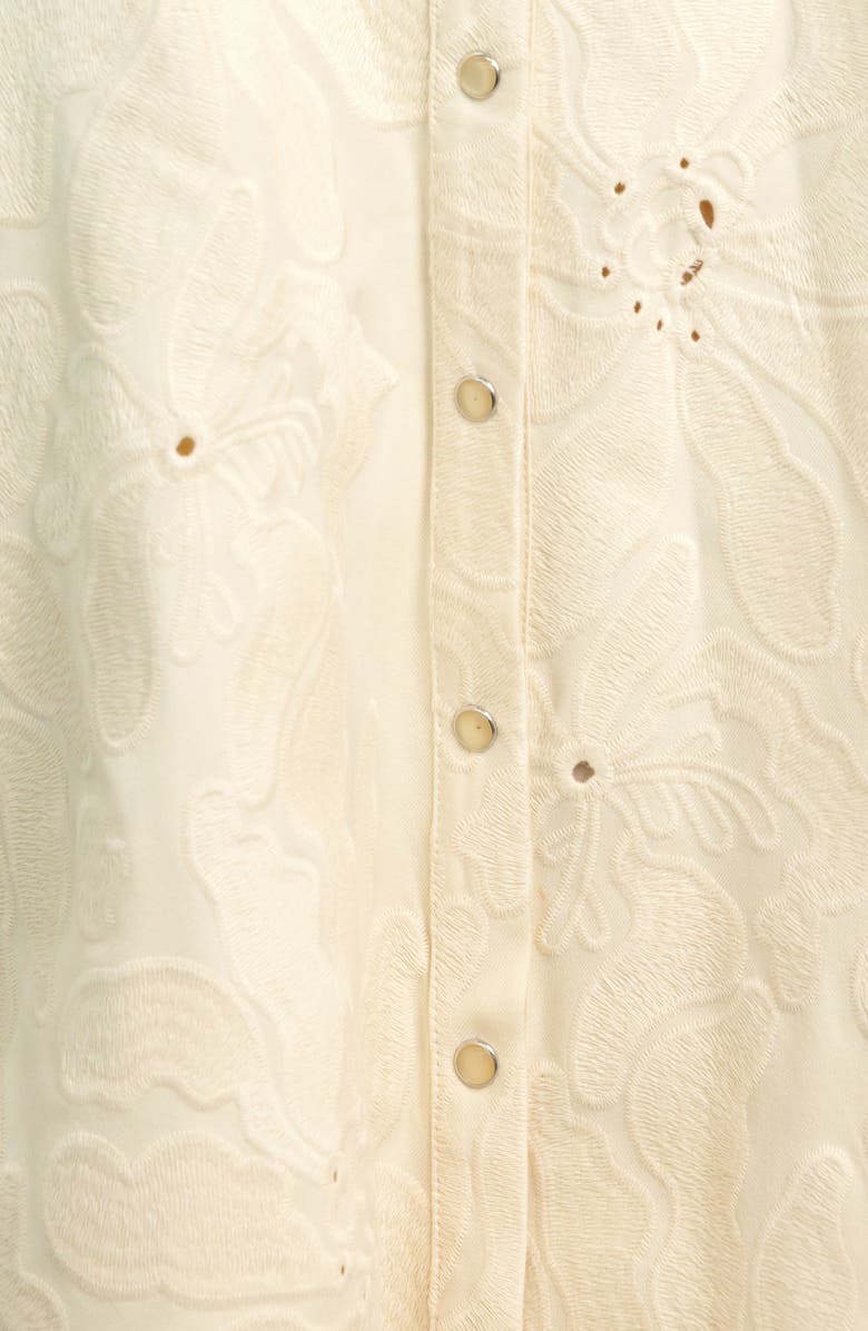 FLYING TOMATO Floral Textured Puff Sleeve Cotton Shirtdress, Alternate, color, Cream