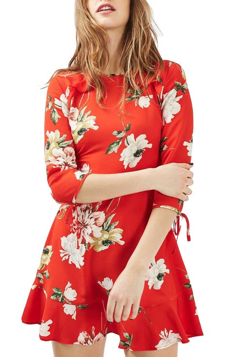 Ruffle Floral Tea Dress