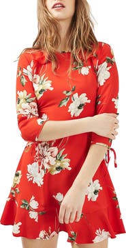 Topshop Ruffle Floral Tea Dress
