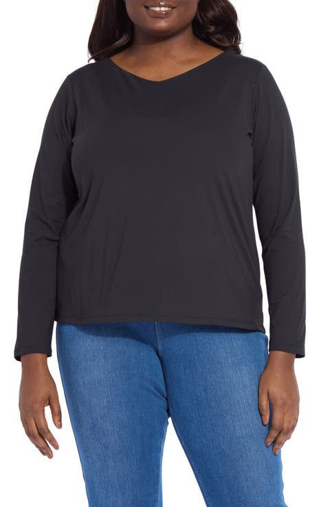 ntial V-Neck Long Sleeve Top (Plus)