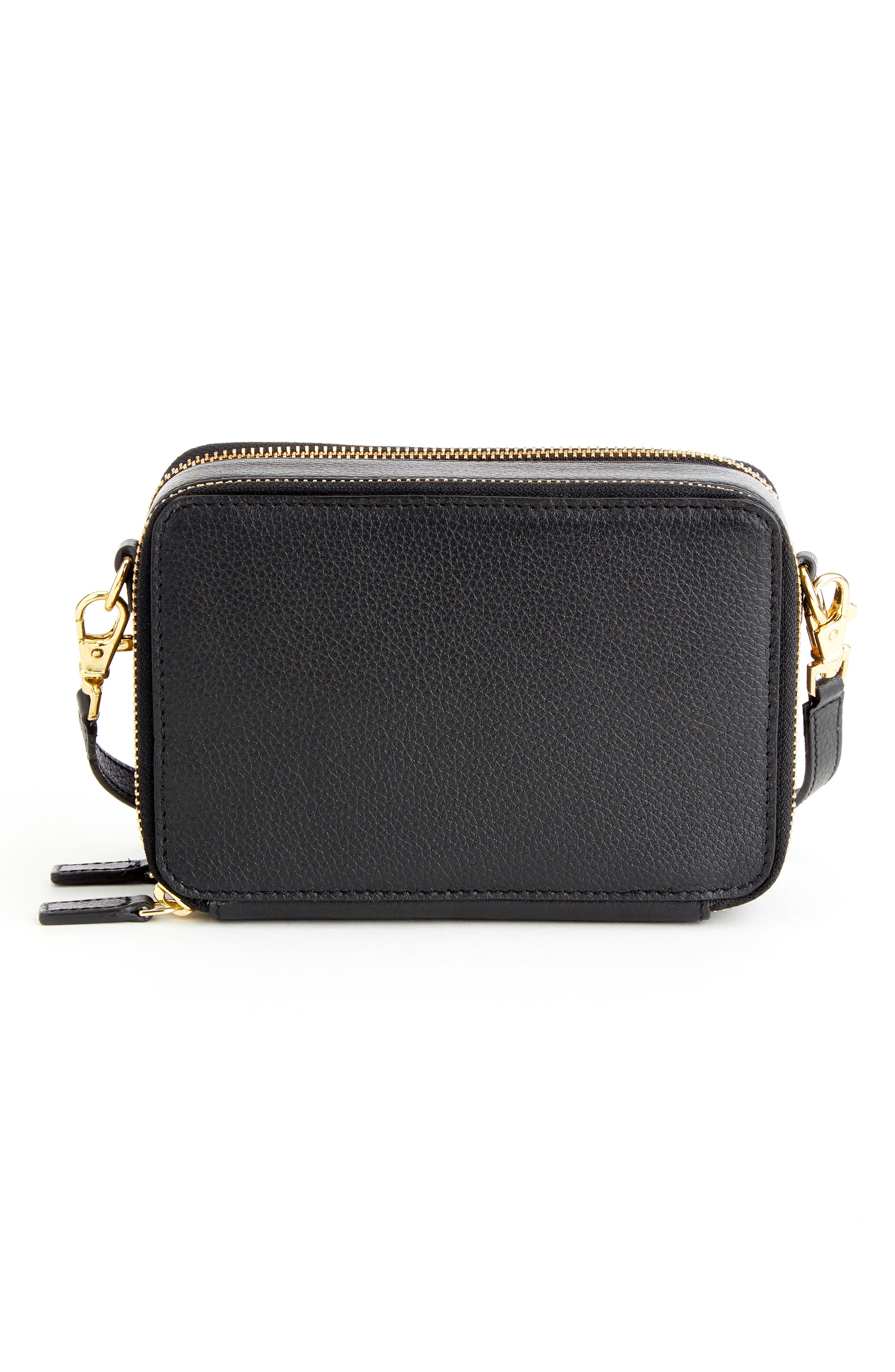 ROYCE New York Leather Crossbody Camera Bag, Alternate, color, Black