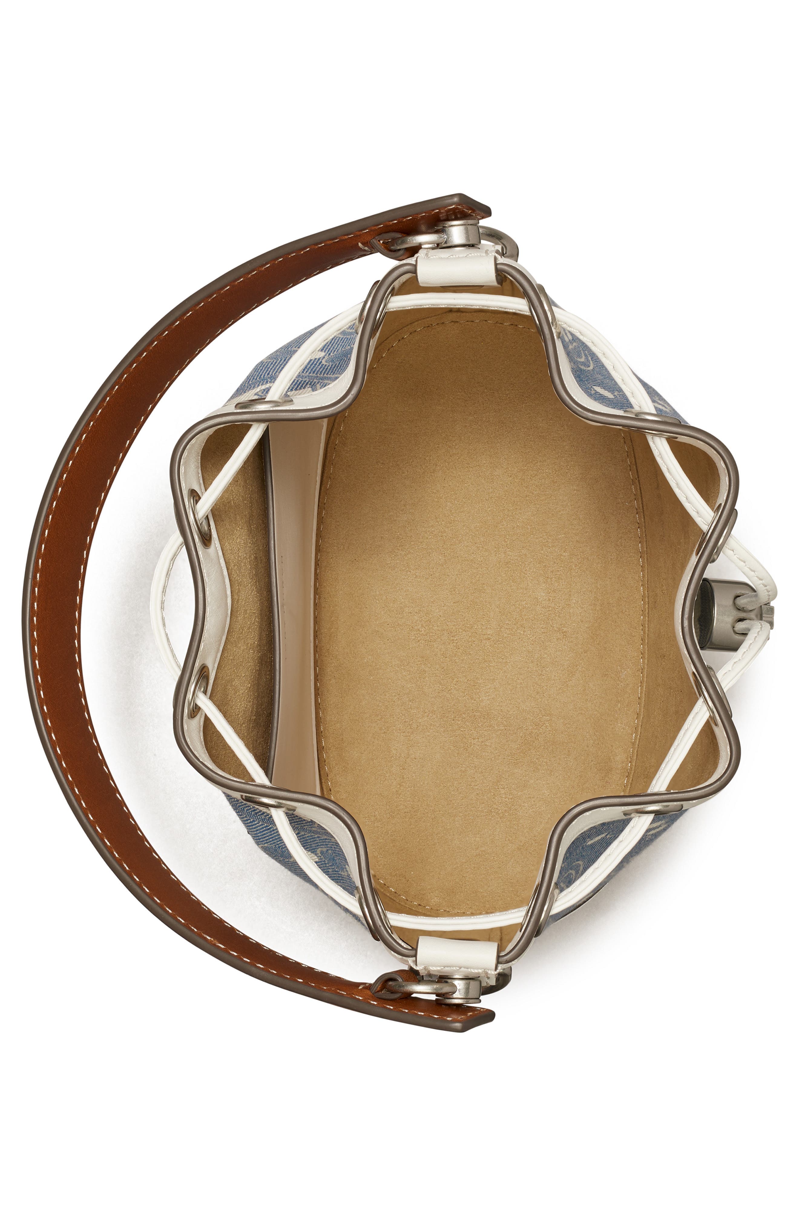 Tory Burch T Monogram Denim Bucket Bag, Alternate, color, 