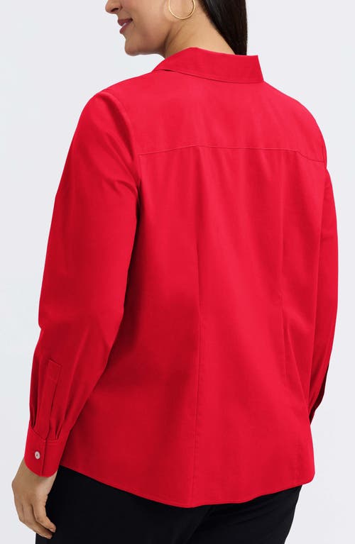 Foxcroft June Stretch Cotton Blend Button-up Shirt In Red