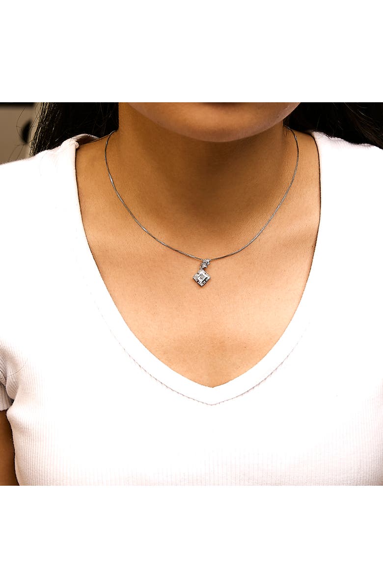 Haus of Brilliance 10K White Gold 1/2 Cttw Princess Cut Rhombus Drop Pendant Necklace, Alternate, color, White Gold
