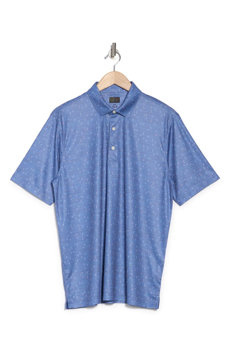 Greg Norman Parrot Print Performance Knit Polo, Alternate, color, Vineyard Blue