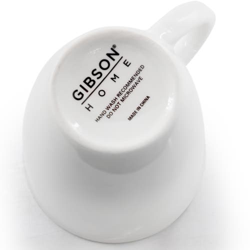 Gibson Home Ogalla 8 Piece 12 Ounce Gold Banded Fine Ceramic Mug Set In White