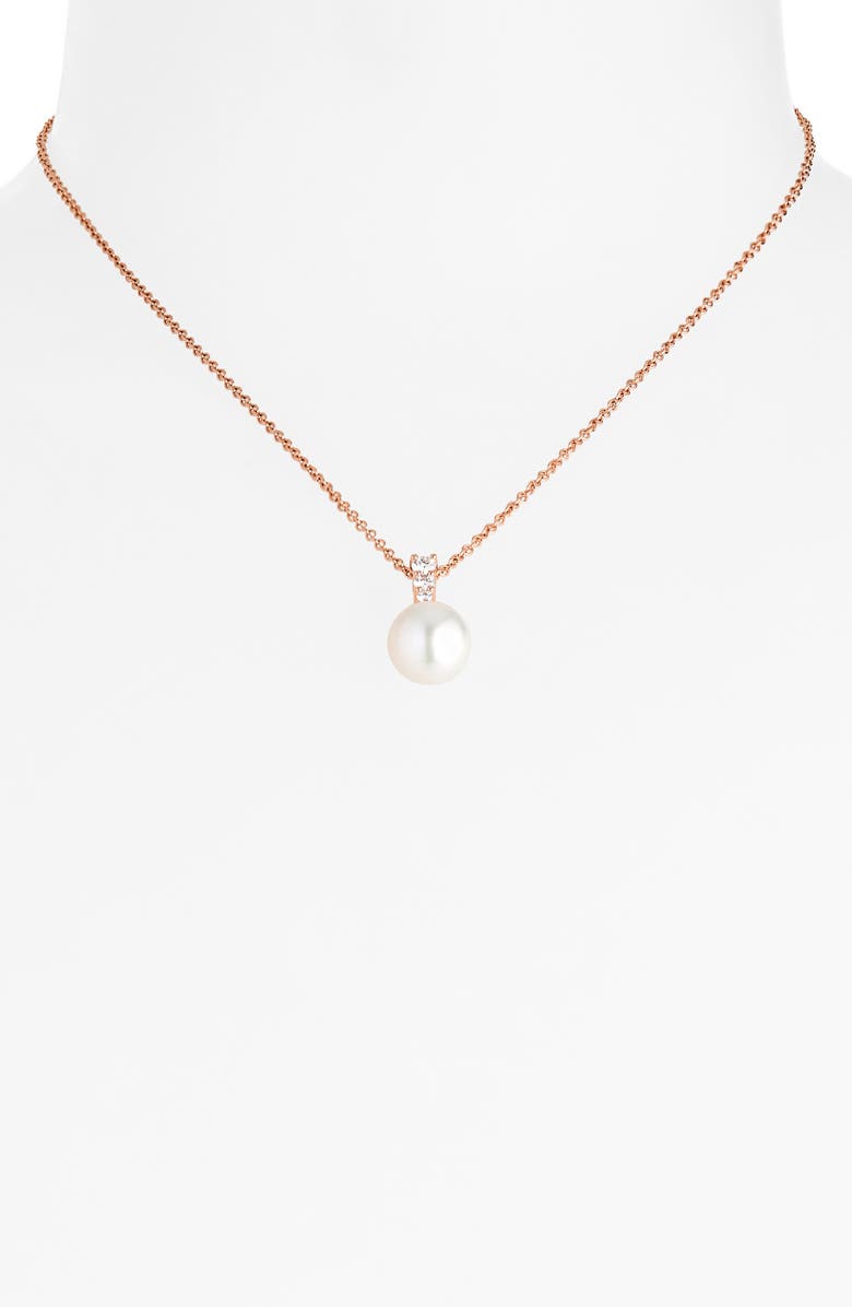 Mikimoto Morning Dew Cultured Pearl & Diamond Pendant Necklace, Alternate, color, 