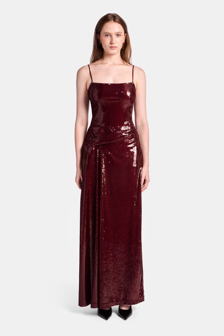 Camille Sequin Maxi Skirt, Alternate, color, Burgundy