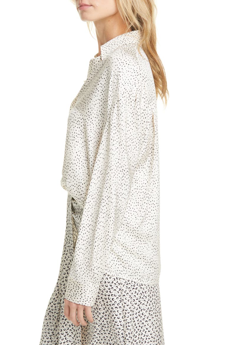 Ditsy Dot Long Sleeve Silk Blend Button-Up Shirt, Alternate, color, CHIFFON