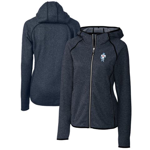 Women's Cutter & Buck Heather Navy Houston Oilers Throwback Logo Mainsail Full-Zip Jacket