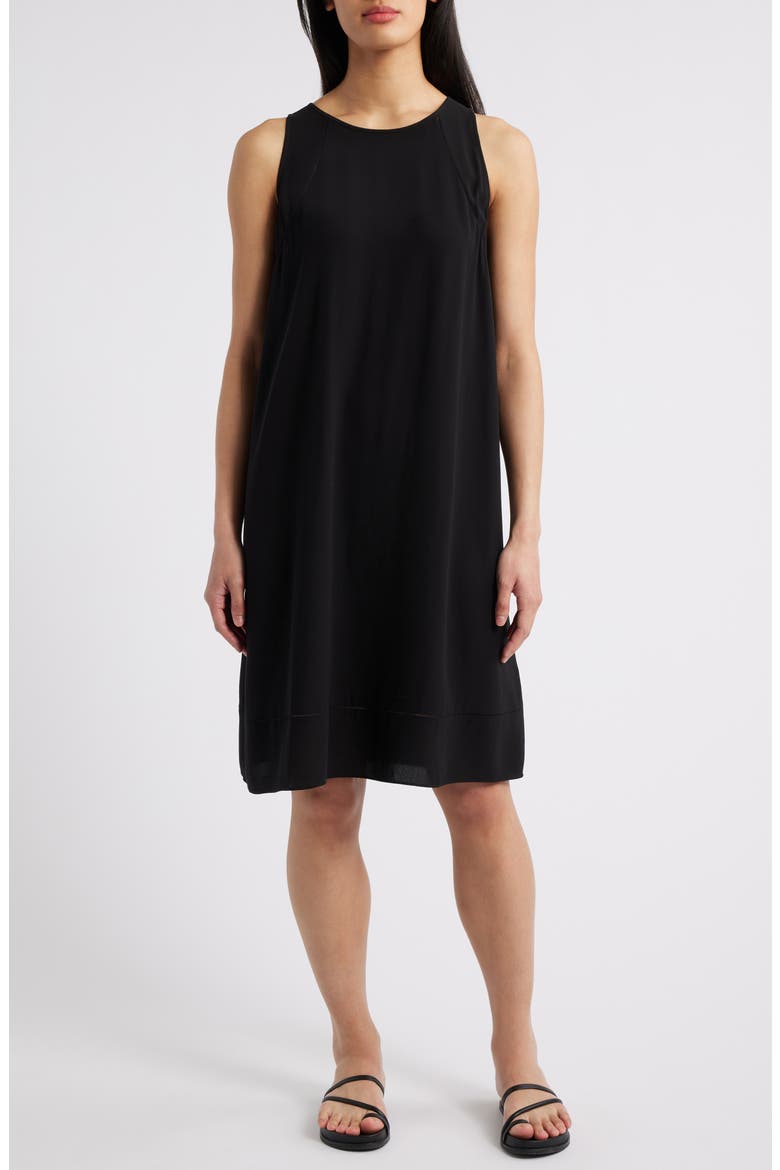 Sleeveless Silk A-Line Dress, Main, color, BLACK