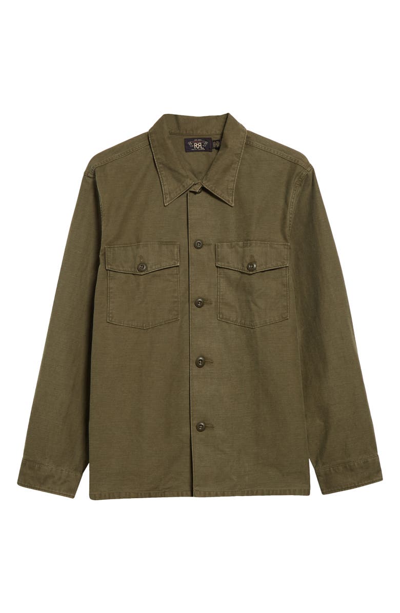 Double RL Solid Button-Up Overshirt, Alternate, color, 