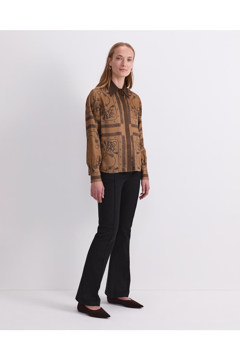 Sadie Horse Print Long Sleeve Shirt, Alternate, color, Brown Multi