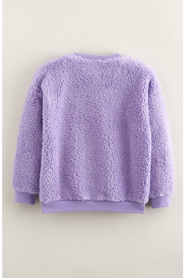 Kids' Fluffy Fleece Pullover, Alternate, color, PURPLE BONNET CHERRY
