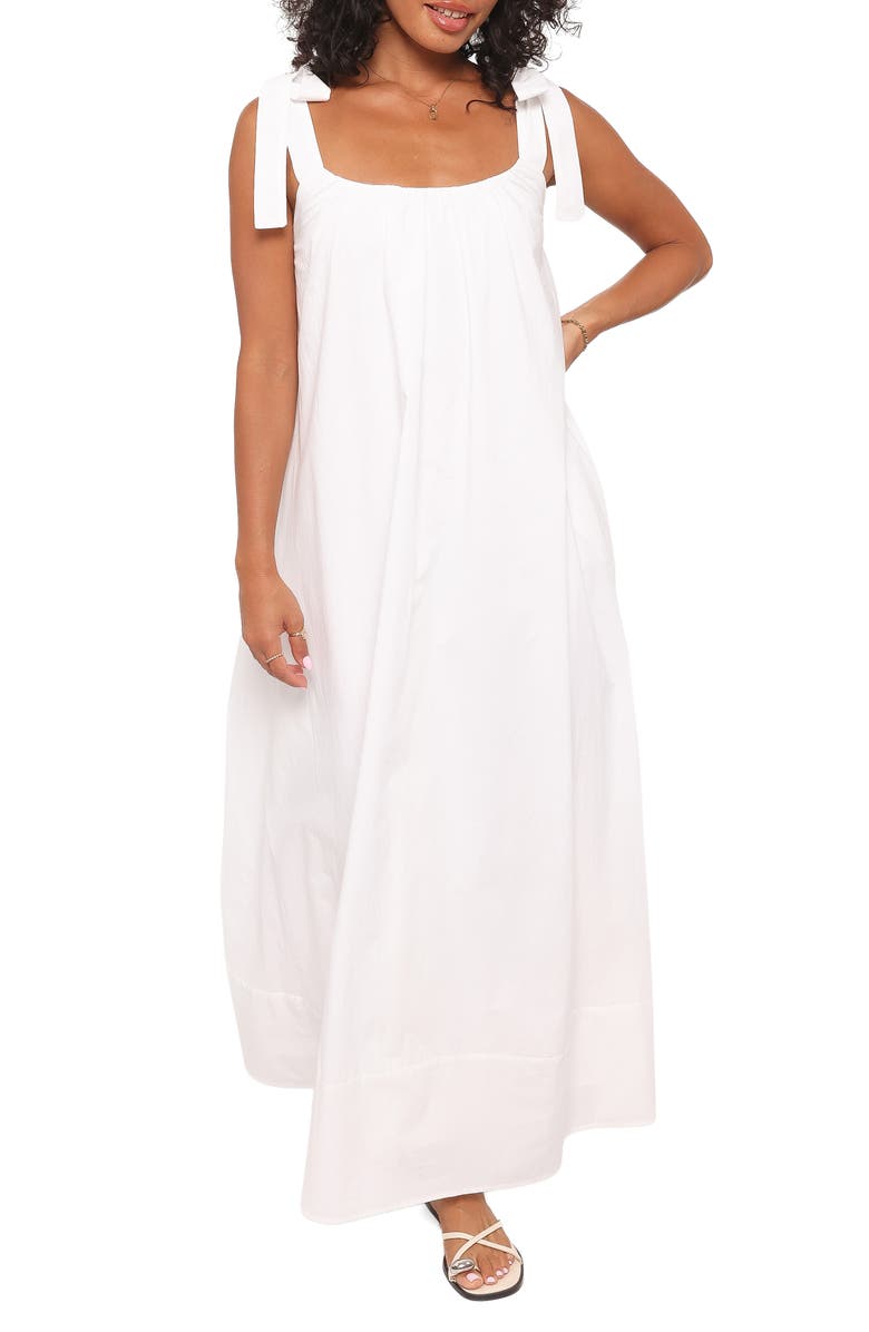 Petal & Pup Amber Tie Strap Sleeveless Maxi Dress, Main, color, White