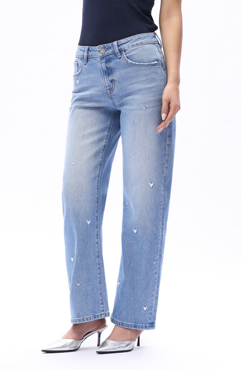 Bayeas Flora Mid Rise Barrel Leg Jeans, Alternate, color, Medium Blue