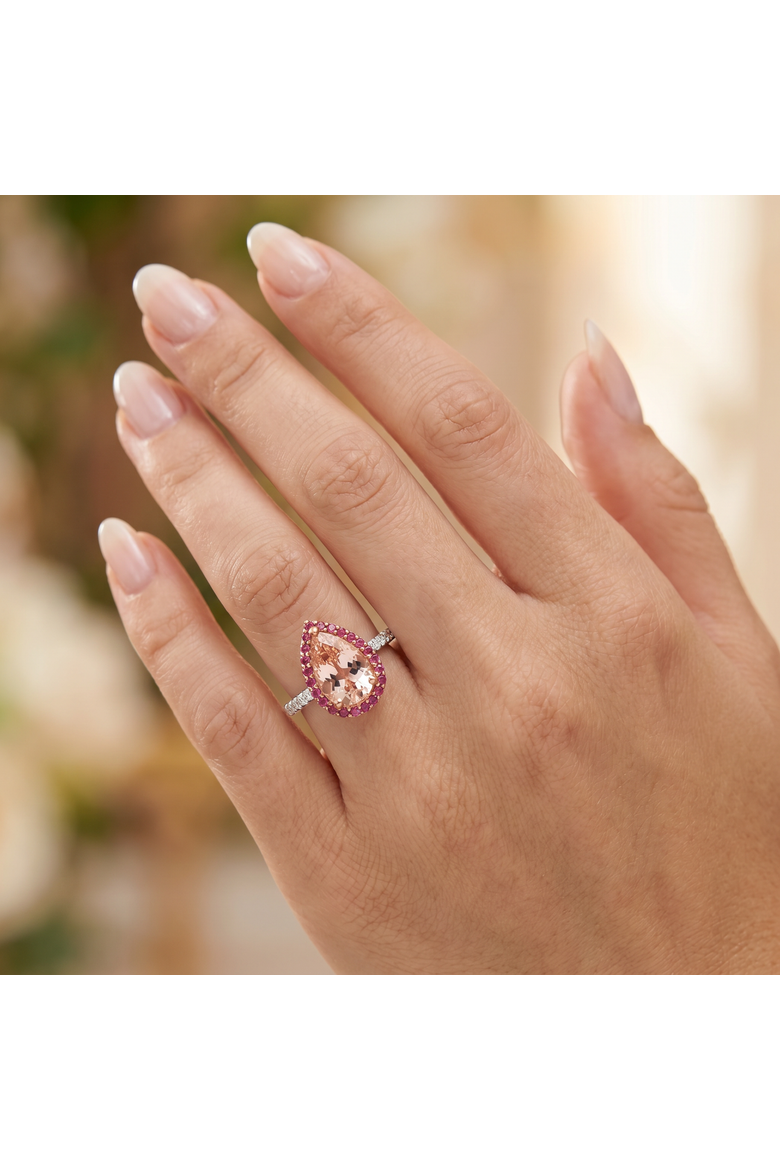 Certified Fancy Vivid Pink Pear Diamond Engagement Ring 14k & Gold, Alternate, color, 14k White Gold