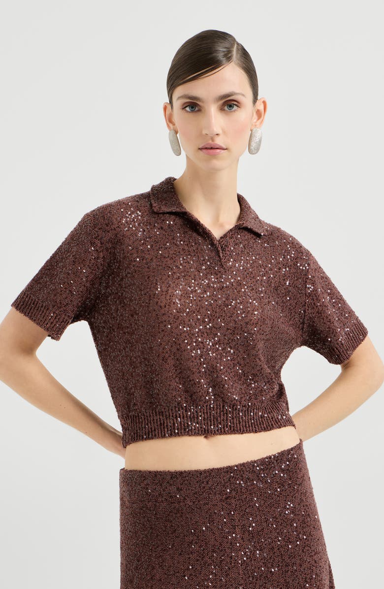Brunello Cucinelli Polo-style sweater, Main, color, Bordeaux