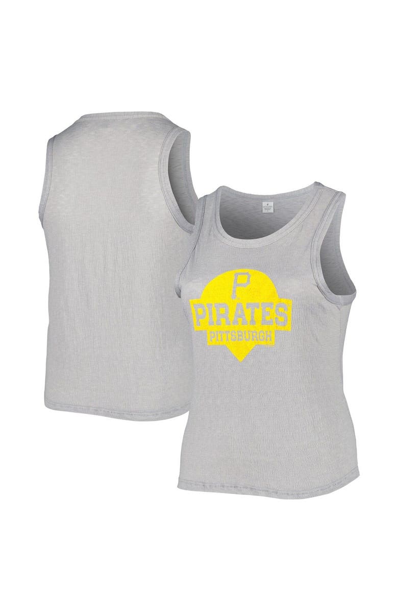 SOFT AS A GRAPE Women's Soft as a Grape Gray Pittsburgh Pirates Plus Size High Neck Tri-Blend Tank Top, Main, color, Gray