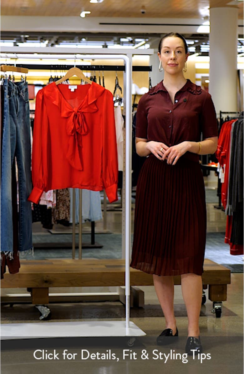 Ruffle Tie Neck Long Sleeve Georgette Top, sales video thumbnail