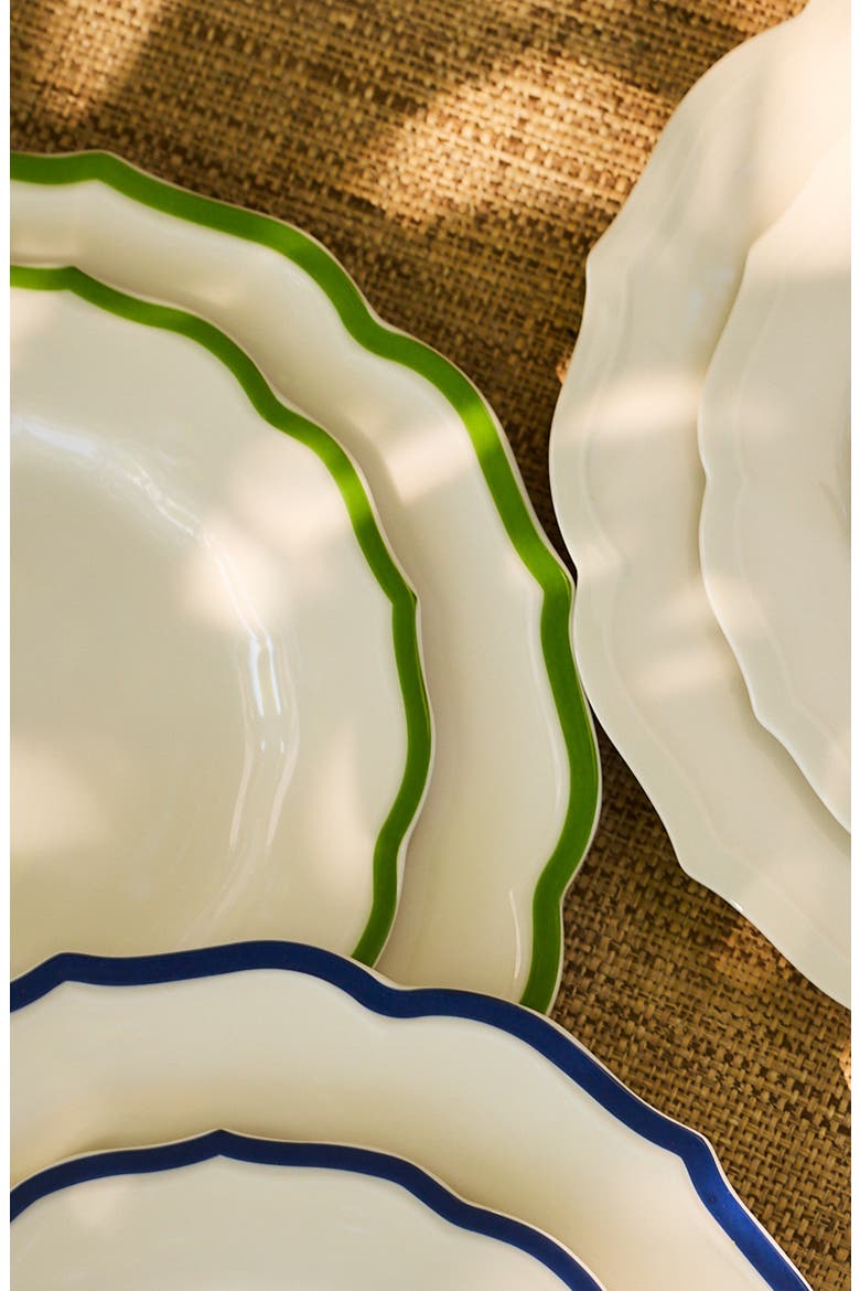 Stella Blue Scalloped Salad Plate  - Porcelain - Set 4, Alternate, color, BLUE