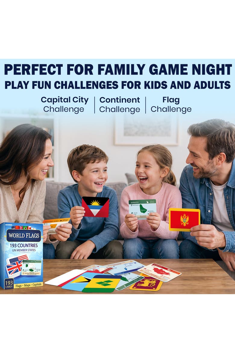 World Flags & Geography Flash Cards for Kids, Teens & Families, Alternate, color, Flags 193