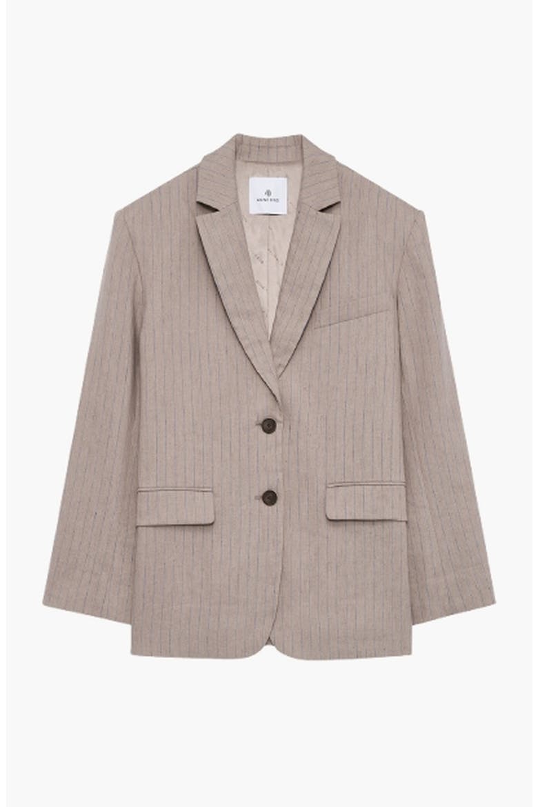 Quinn Pinstripe Blazer, Alternate, color, Taupe & Blue Pinstripe