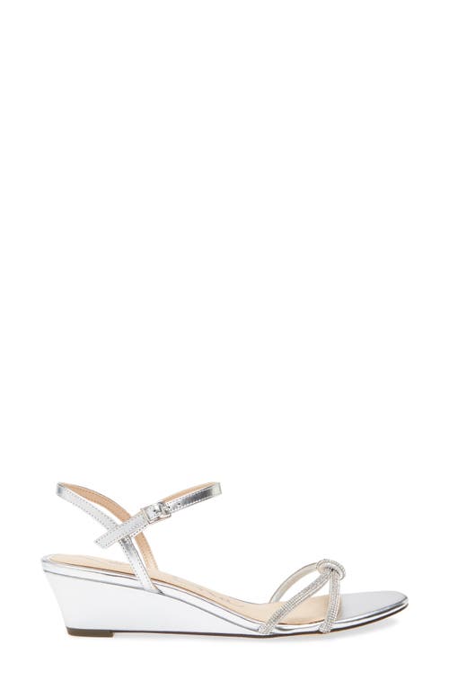 Nina Valeria Ankle Strap Wedge Sandal In Silver