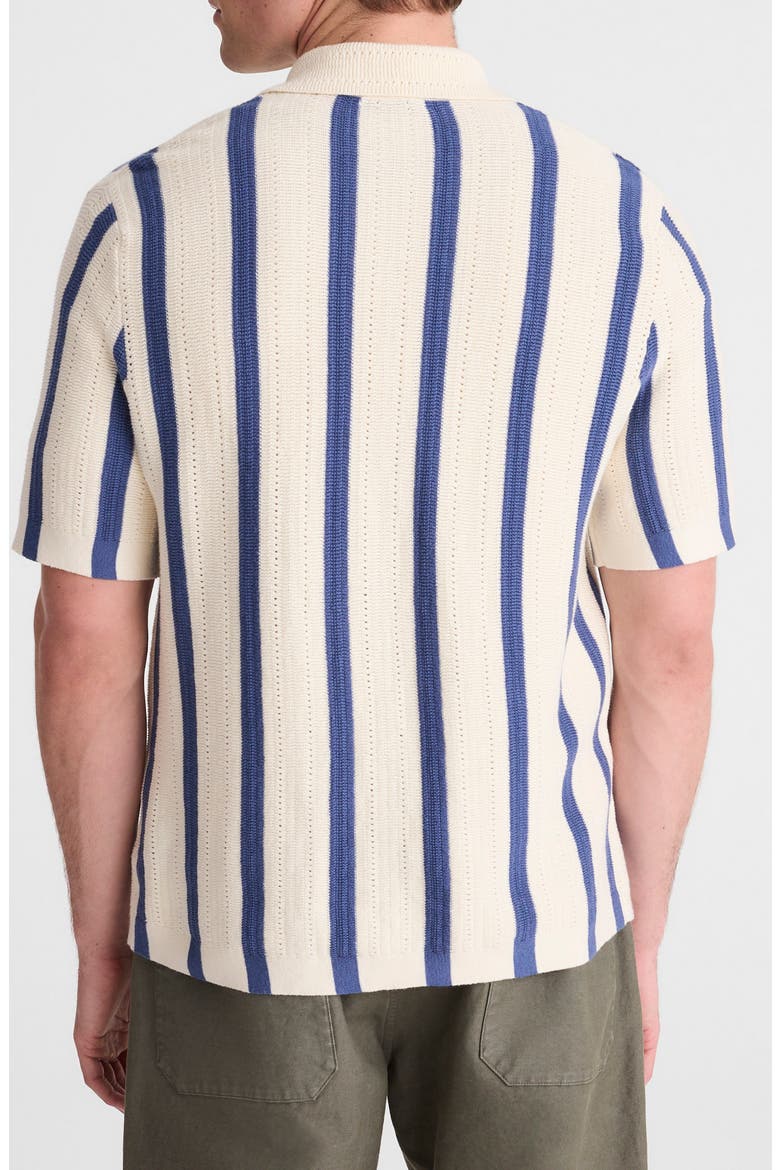 Stripe Button-Up Cotton Sweater Polo, Alternate, color, SAND STRIPE