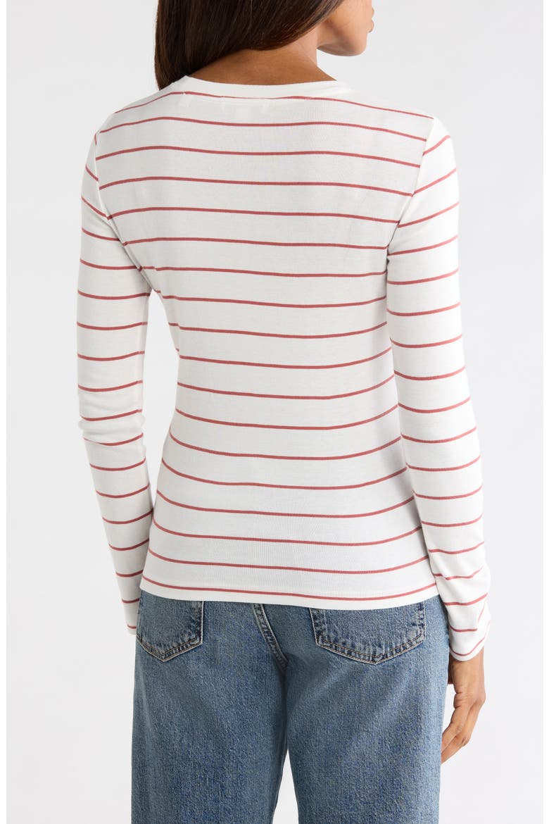 Stripe Pima Cotton Long Sleeve T-Shirt, Alternate, color, BERRY RUST COMBO