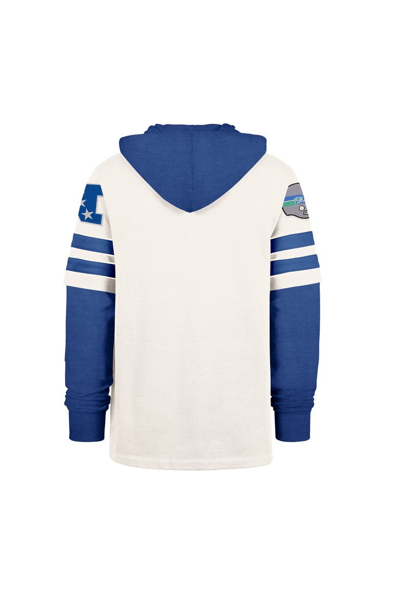 Men's '47  Cream Seattle Seahawks Split Zone Cornerback Duo Lacer Hoodie, Alternate, color, Cream
