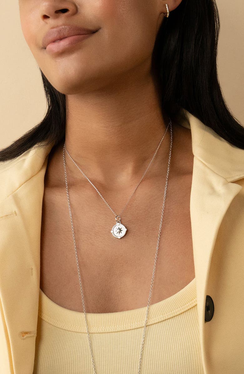 Monica Rich Kosann Mini Adventure Compass Necklace, Alternate, color, Silver