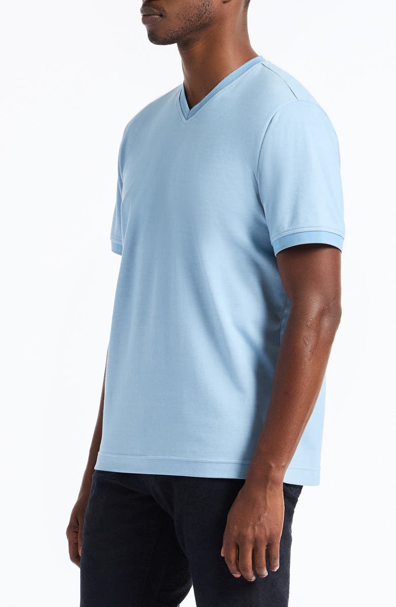 Robert Graham Holton V-Neck Cotton Blend Piqué T-Shirt, Alternate, color, Slate Blue