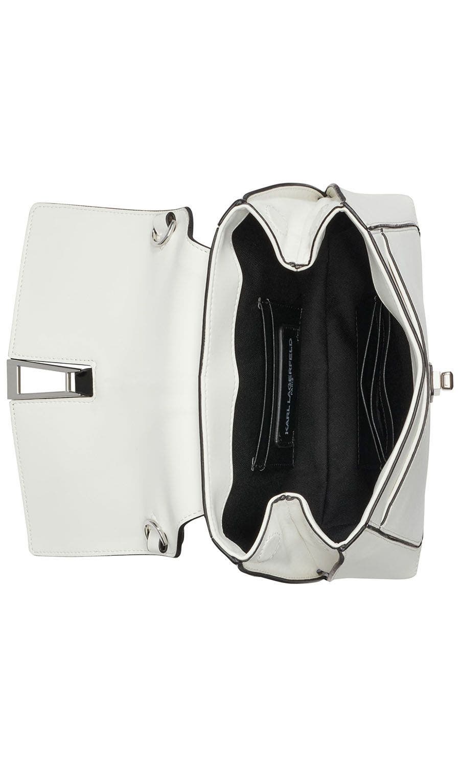 KARL LAGERFELD PARIS Mercerie Satchel, Alternate, color, White/Black 1
